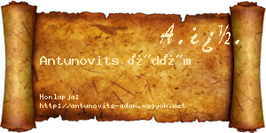 Antunovits Ádám névjegykártya
